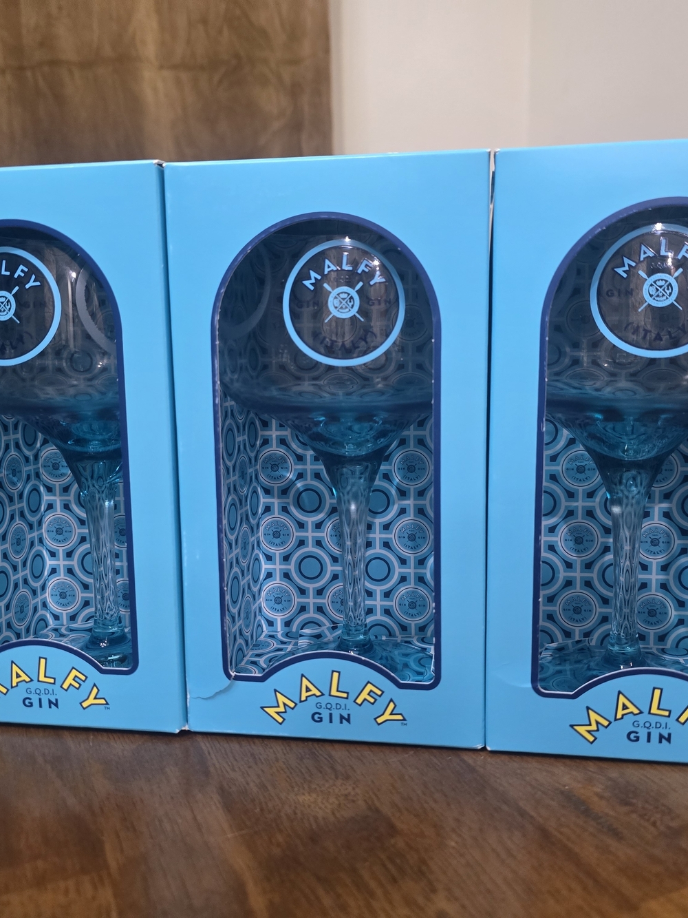 NEW IN BOX Malfy Gin Copa Goblet Glass 17oz Italy Gin Balloon Style Set Of 3